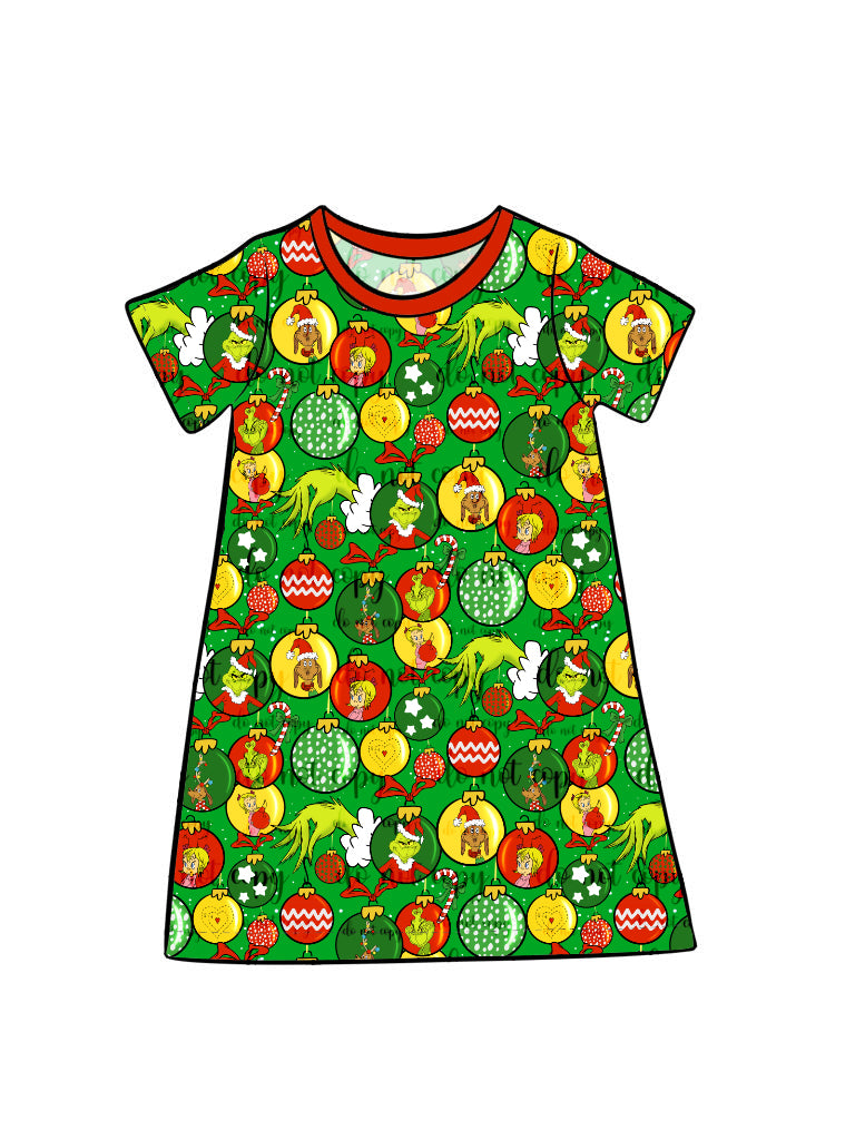 Nov Pre-order Kid's Lounge Gown - Green Balls