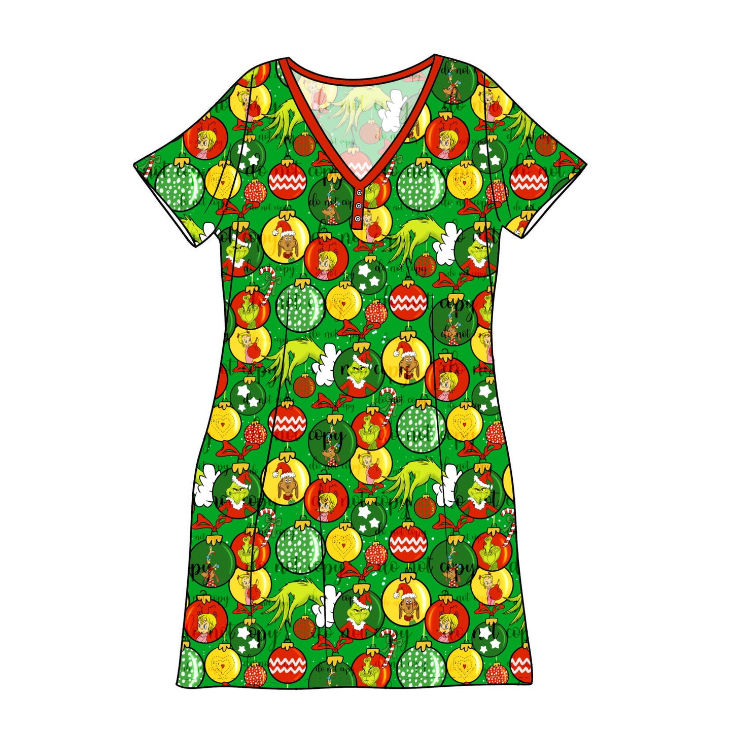 Nov Pre-Order Bamboo Adult Sleep Gown - Green Balls
