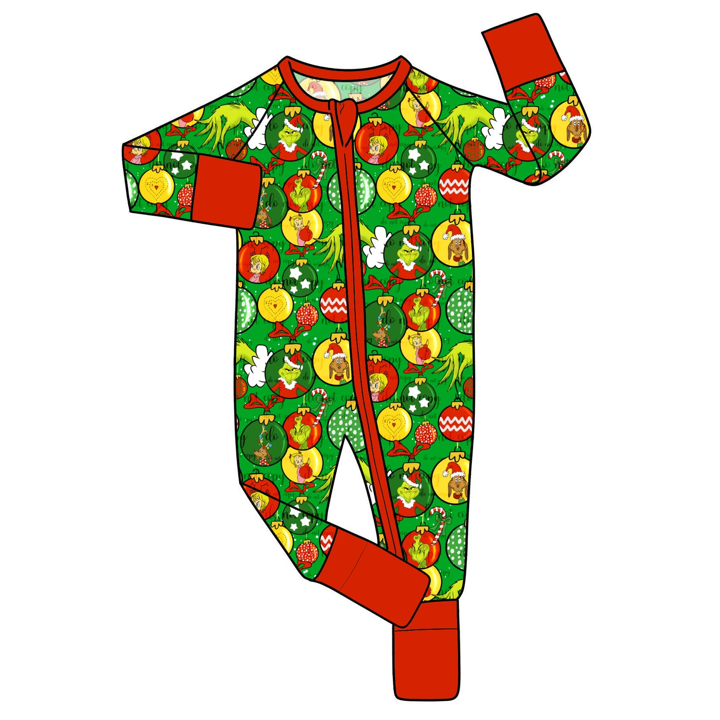 Nov Pre-Order Bamboo Convertible Zip Romper - Green Balls