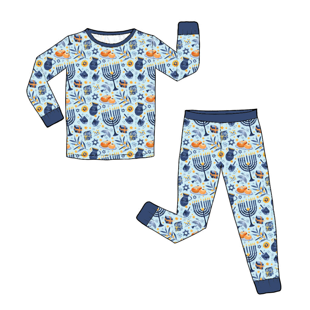 Nov Pre-Order Bamboo Long Sleeve and Pants Pajama Set - Festival of Lights