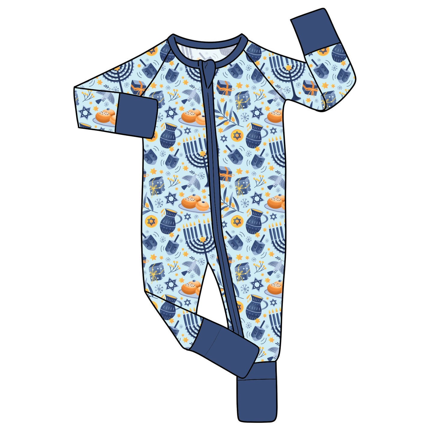 Nov Pre-Order Bamboo Convertible Zip Romper - Festival of Lights