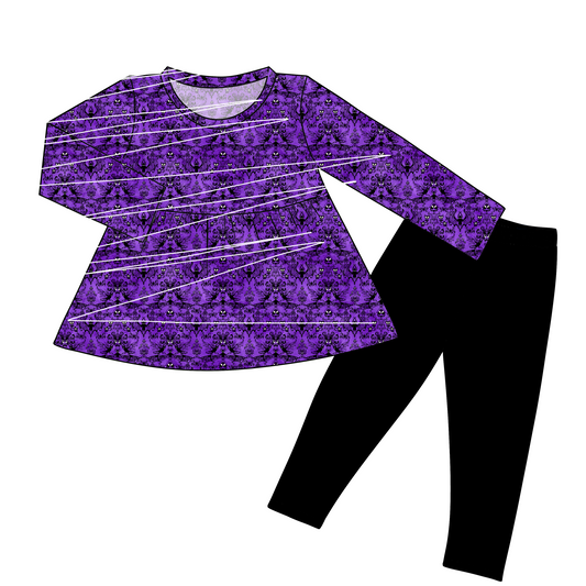 RTS Peplum and Leggings - Haunted Wallpaper