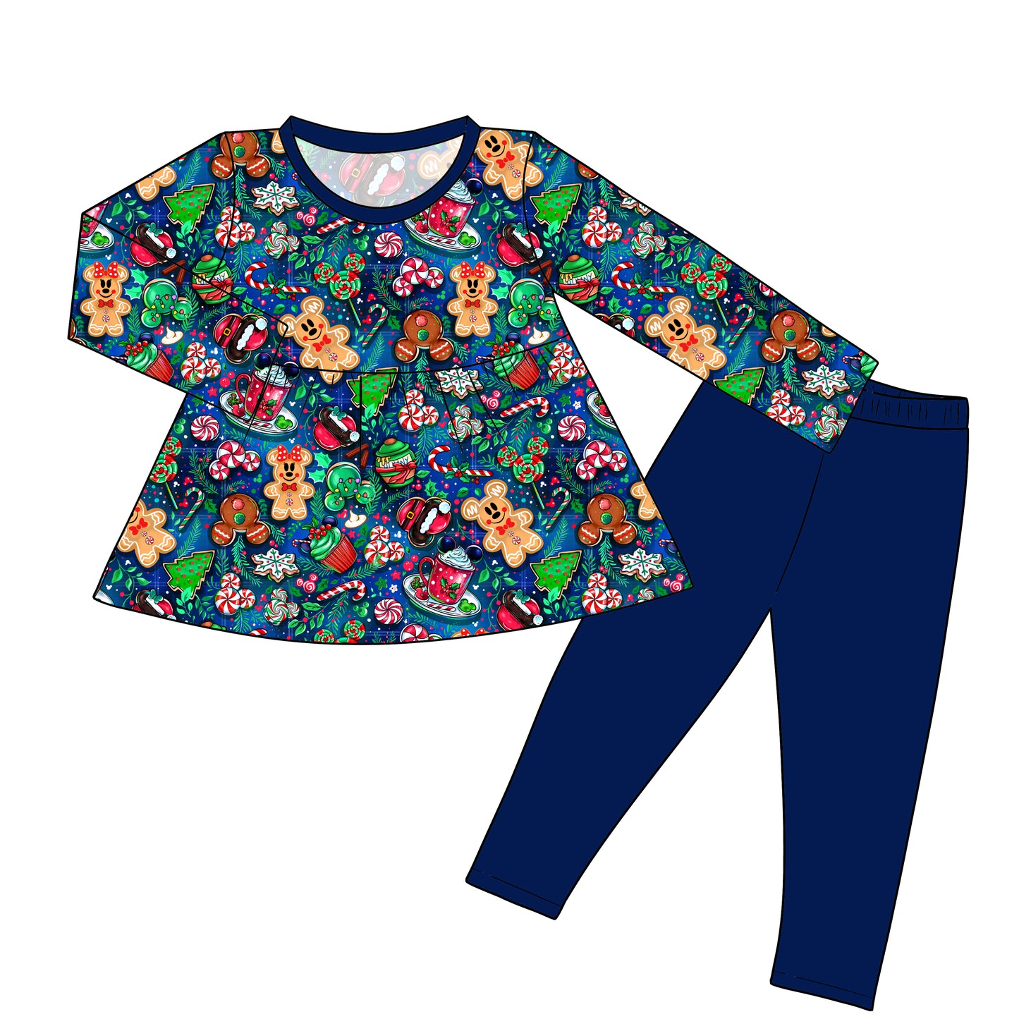 NOV Pre-Order Long Sleeve Peplum and Legging - Holiday Mouse Treats