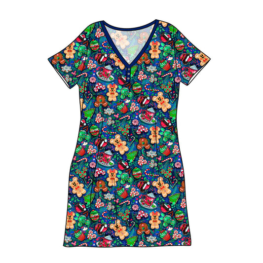 Nov Pre-Order Bamboo Adult Sleep Gown - Holiday Mouse Treats