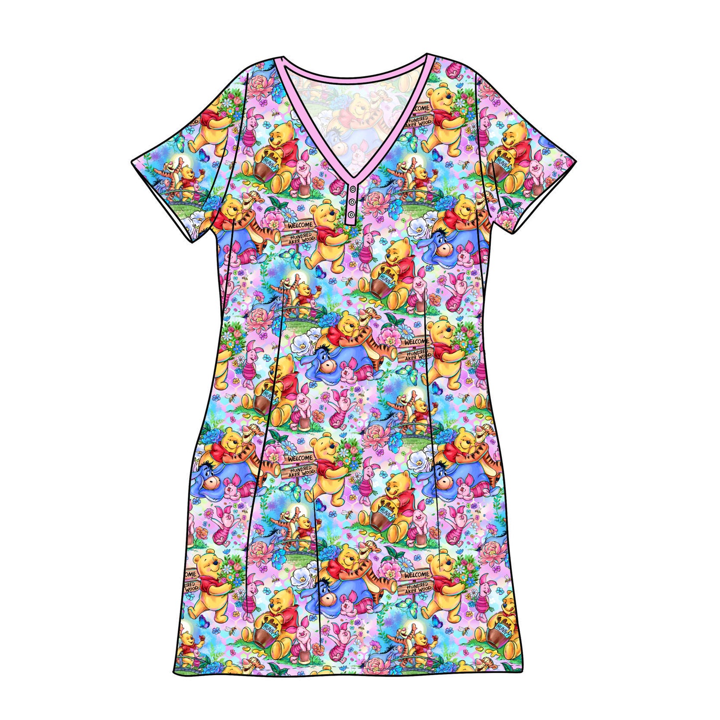 RTS Bamboo Adult Sleep Gown - Honey Bear