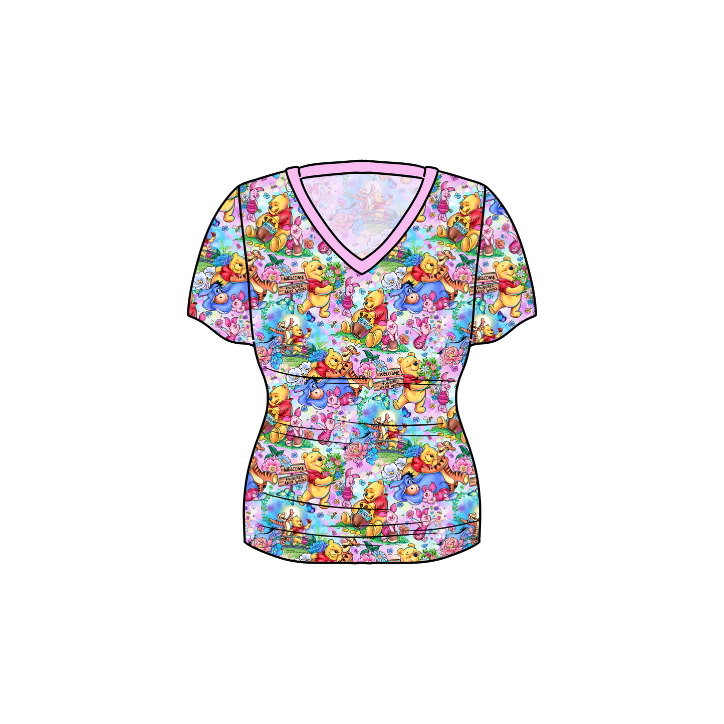RTS Bamboo Adult  V-Neck Tee - Pretty Pooh