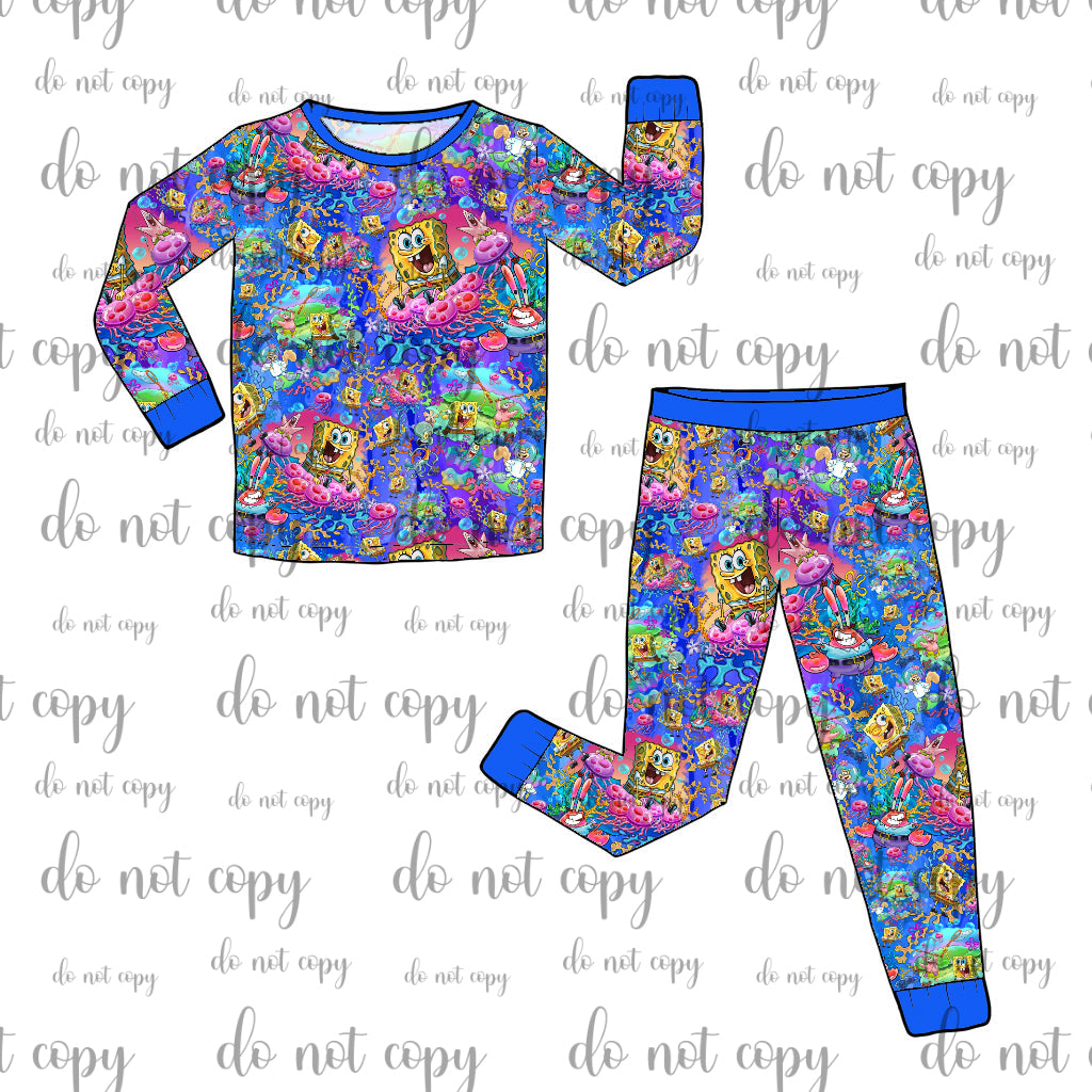 RTS Long Sleeve and Pants Pajama Set - Jellyfish Fields