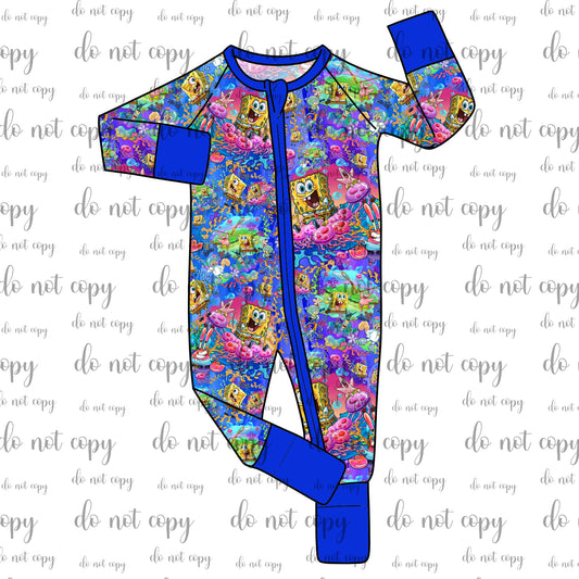 DEC Pre-Order Bamboo Convertible Zip Romper - Jellyfish Fields