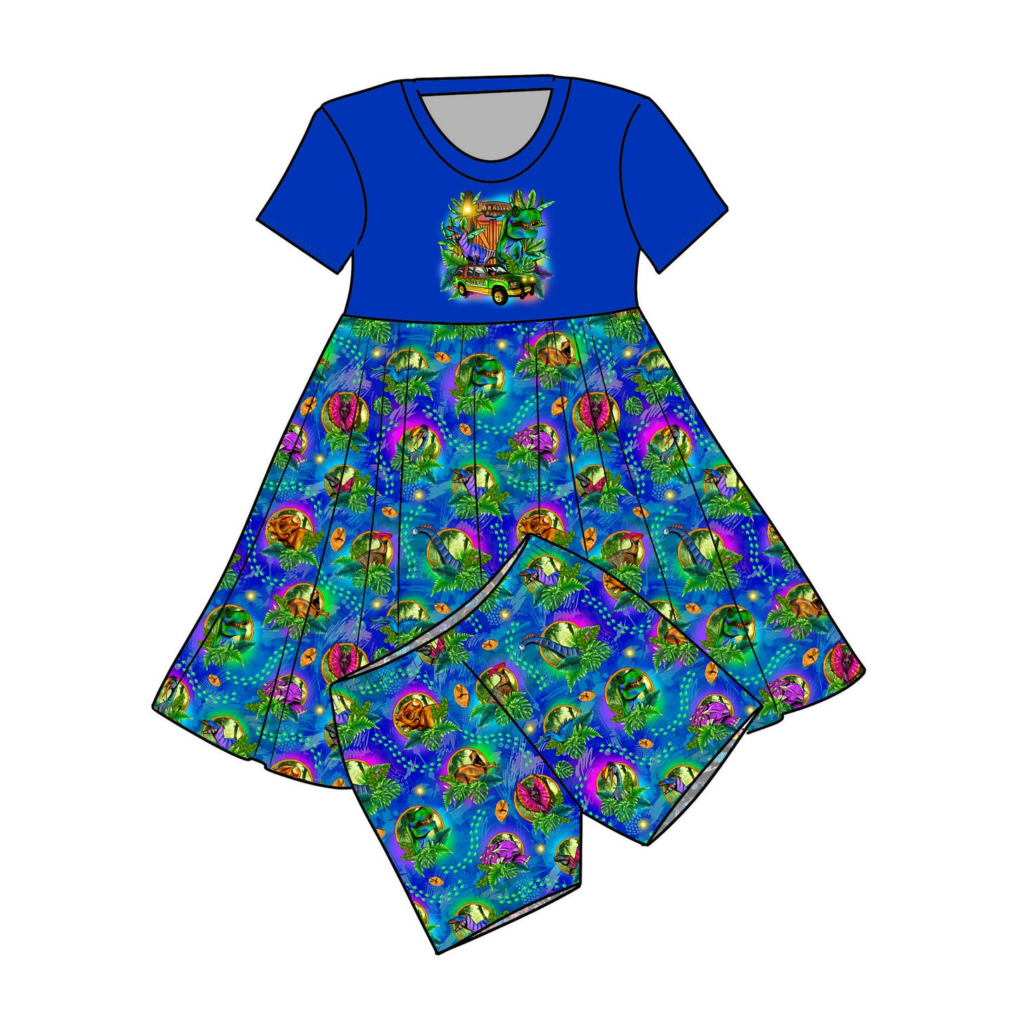 RTS Bamboo Graphic Twirl with Shorts - Dinos