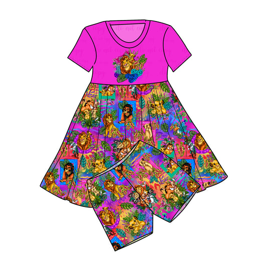 July Pre-order Graphic Twirl Dress with Shorts - Neon Nala