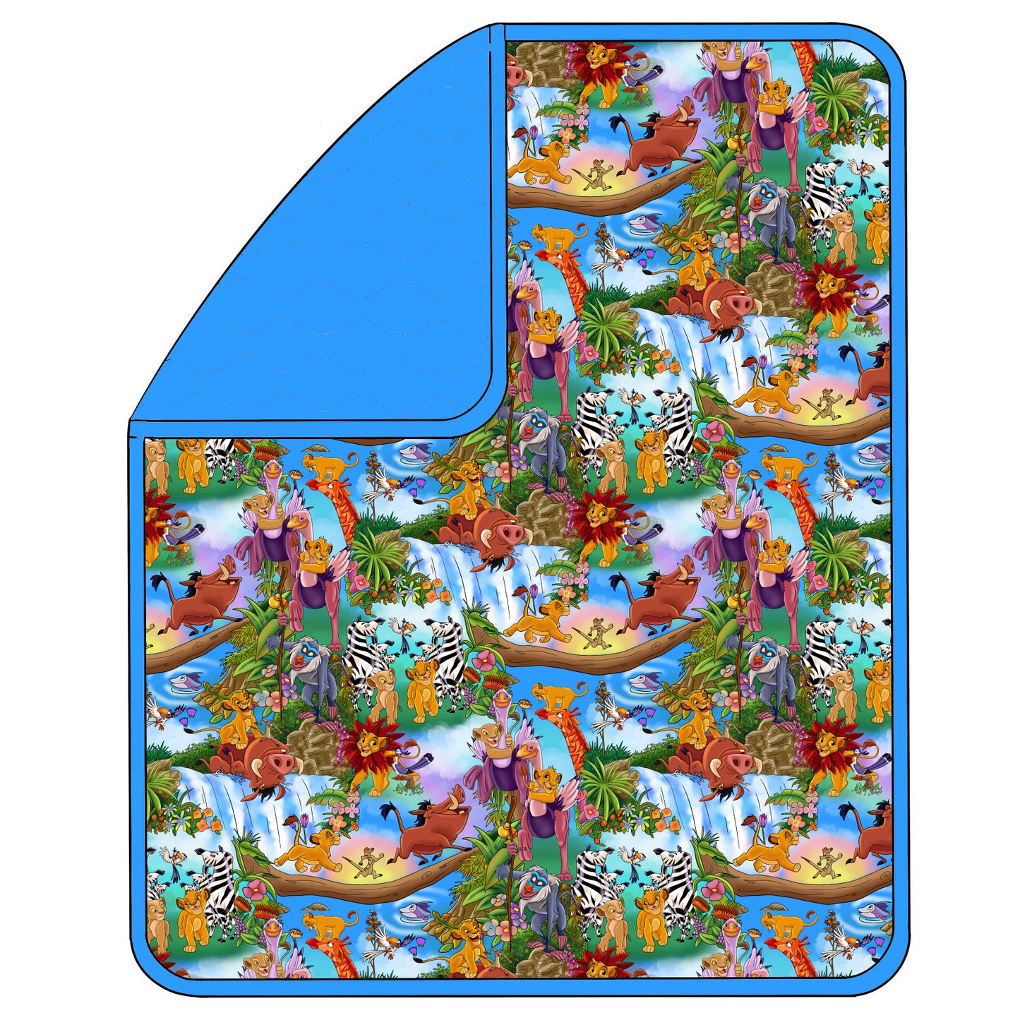 April Pre-Order Triple Layer Quilted Bamboo Blanket - BLUE Hakuna Matata BLUE