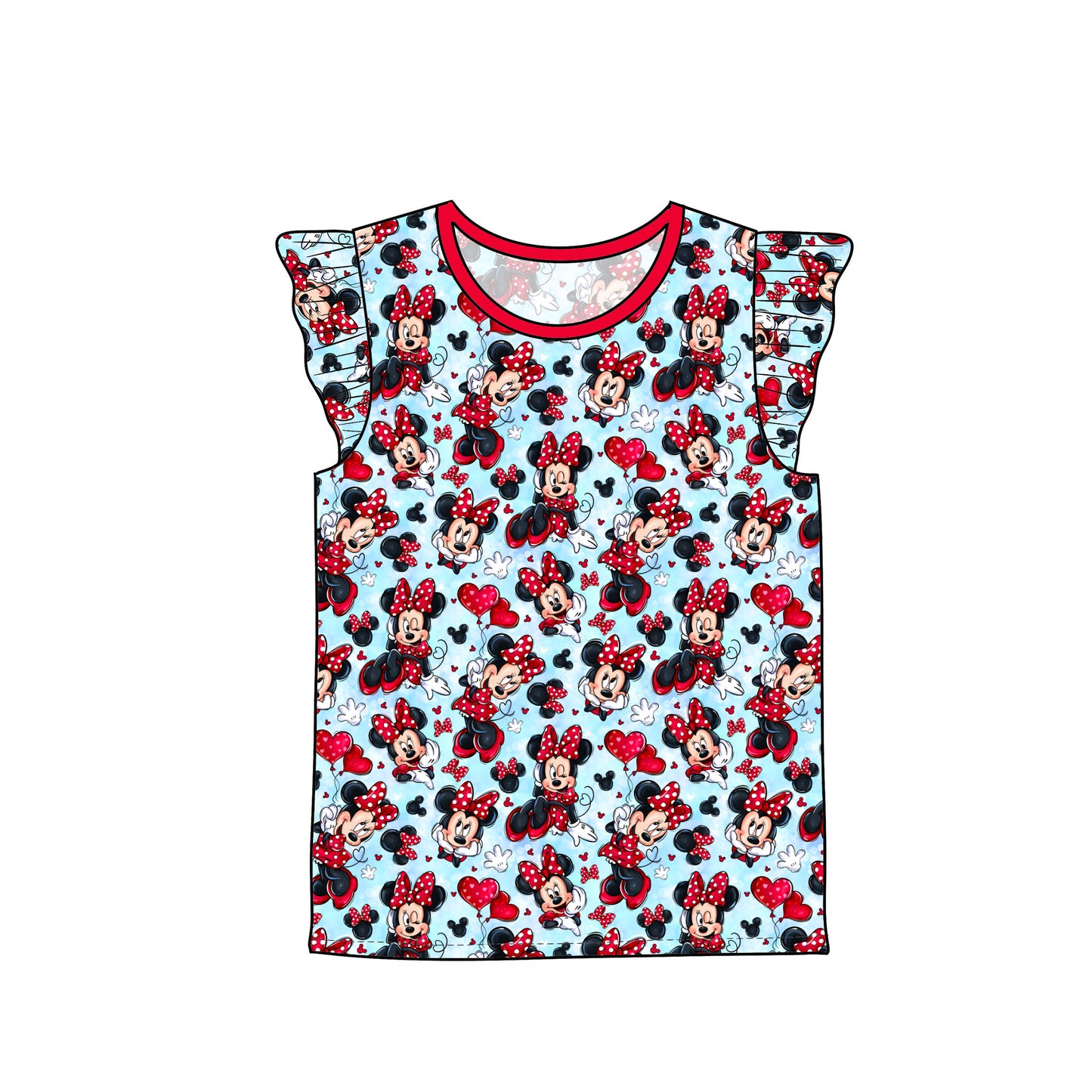 RTS Flutter Sleeve Tee - So Minnie Hearts