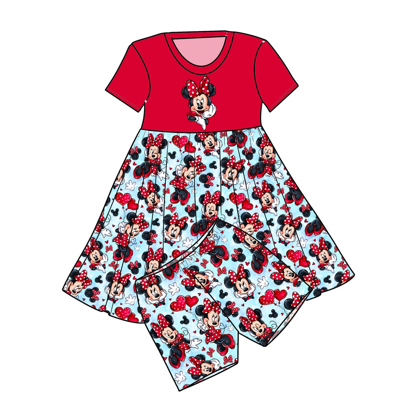 RTS Bamboo Graphic Twirl with Shorts - So Minnie Hearts