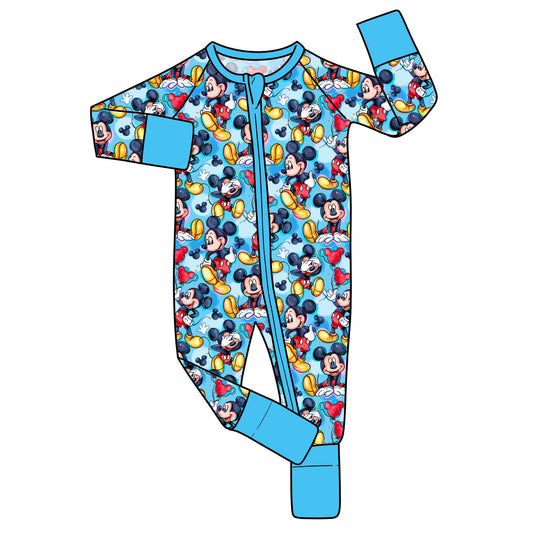 RTS Bamboo Convertible Zip Romper - Mouse Spots
