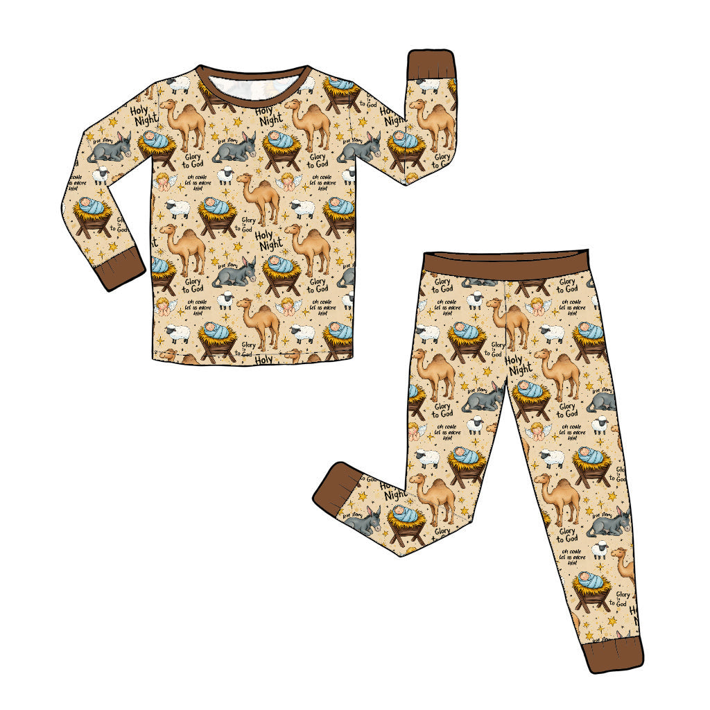 Nov Pre-Order Bamboo Long Sleeve and Pants Pajama Set - Holy Night