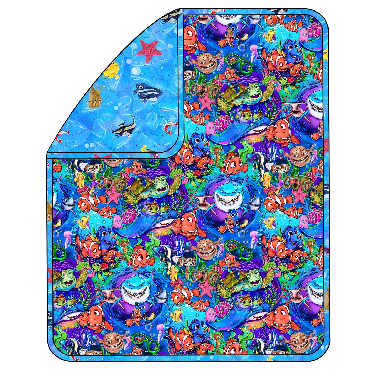 RTS Triple Layer Quilted Bamboo Blanket - Fish are friends