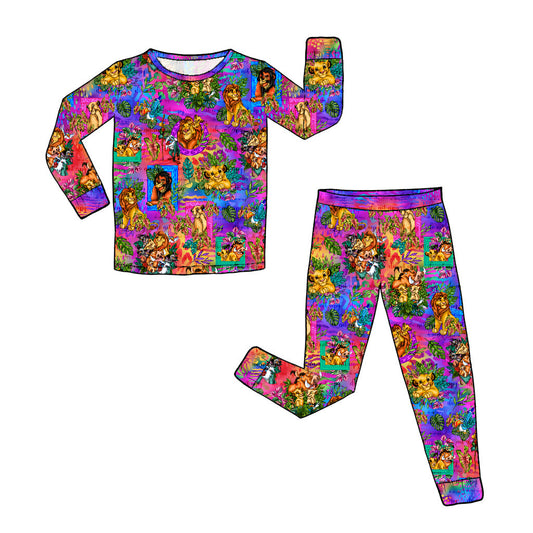 July Pre-Order Bamboo Long Sleeve and Pants Pajama Set - Neon Nala