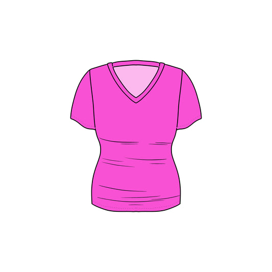 July Pre-Order Women's Oversized V-Neck Tee - Neon Nala SOLID PINK