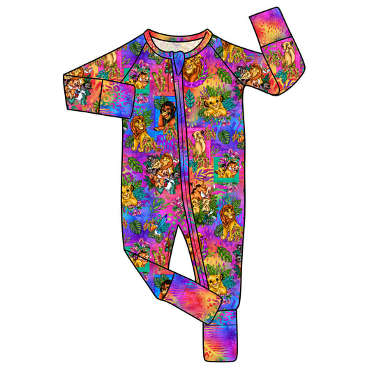 July Pre-Order Bamboo Convertible Zip Romper - Neon Nala