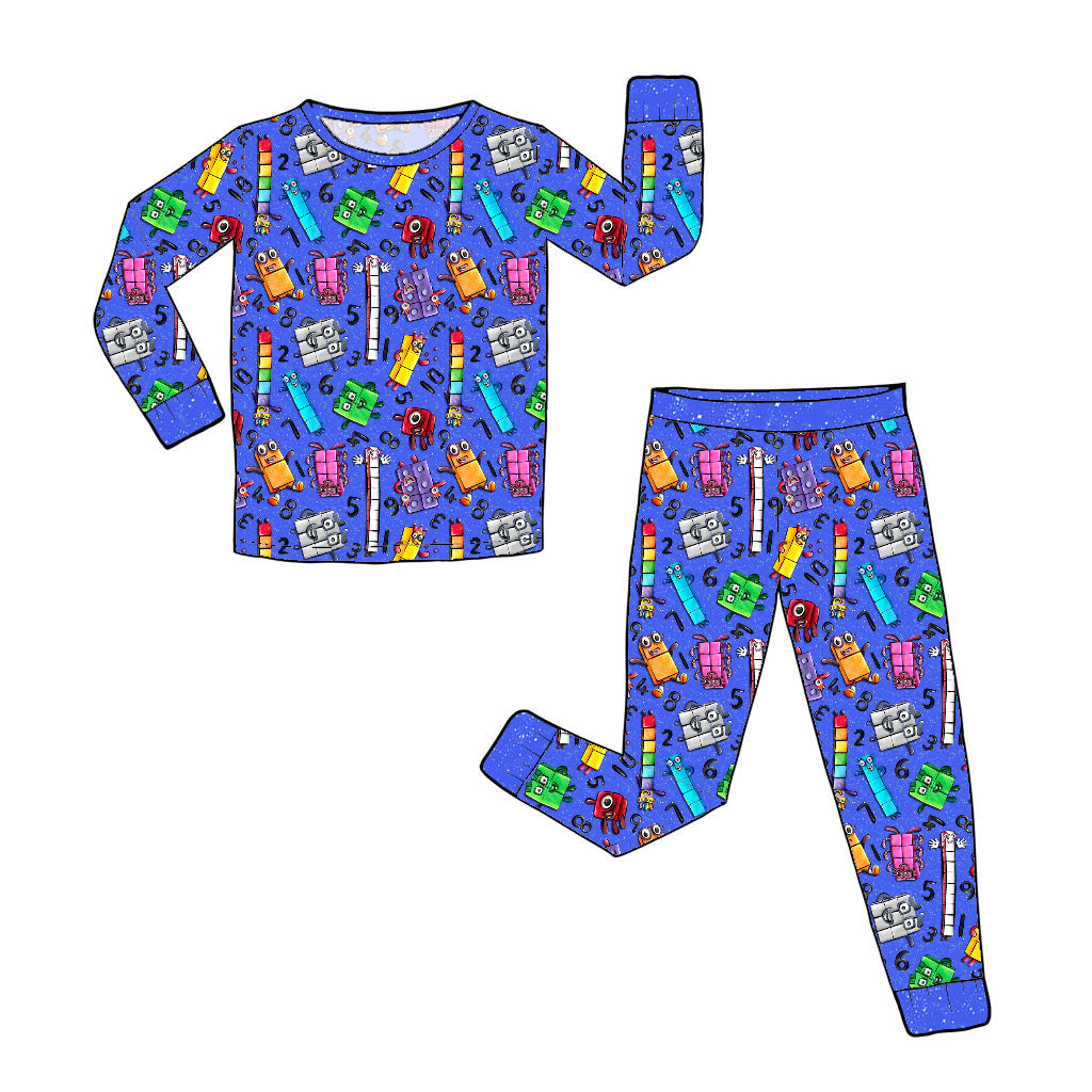 RTS Long Sleeve and Pants Pajama Set - Number Blocks