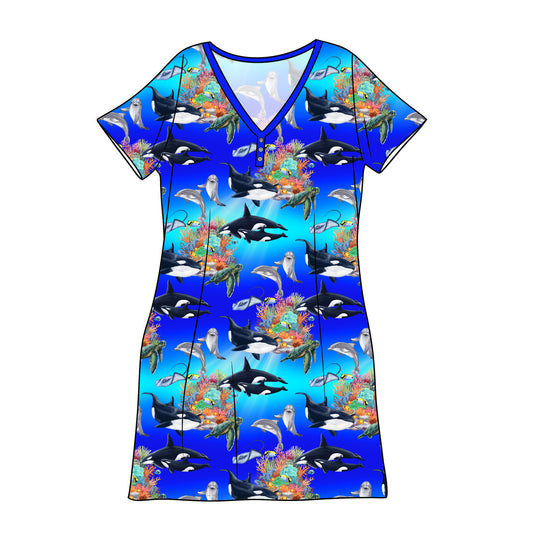 RTS Bamboo Adult Sleep Gown - Ocean Blue