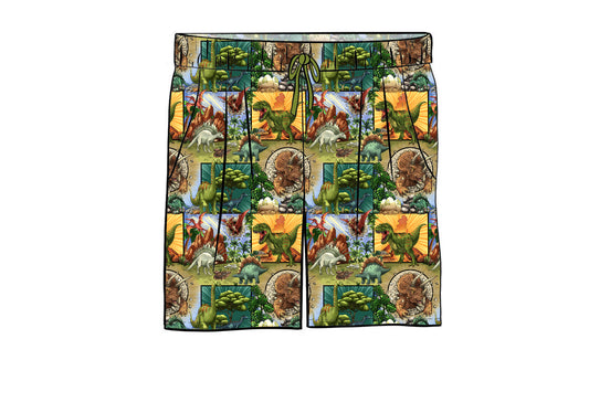 July Pre-Order Men's Bamboo Shorts - Panel Dinos
