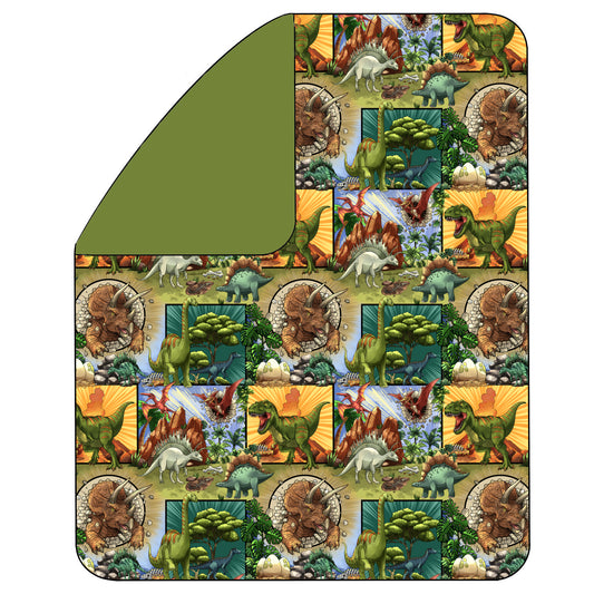 July Pre-Order Double Layer Quilted Bamboo Blanket - Panel Dinos