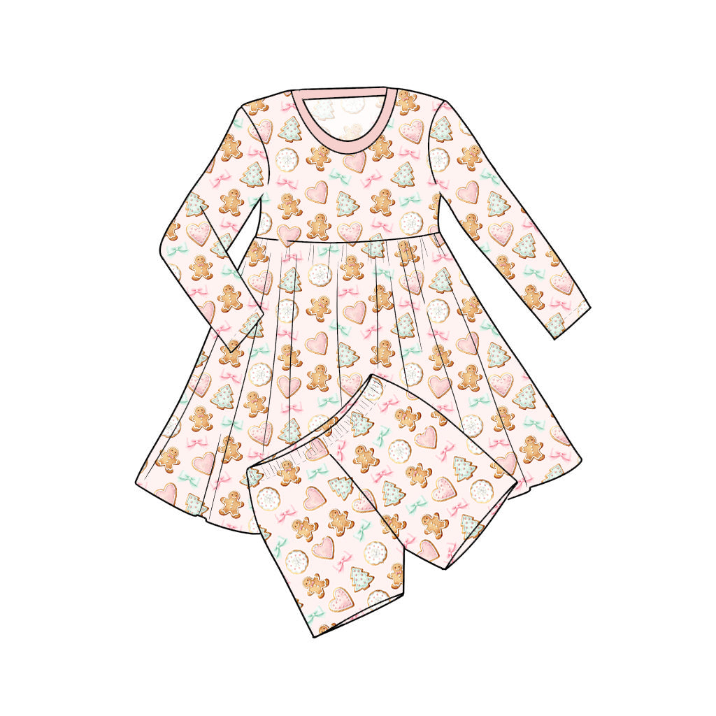 NOV Pre-Order Long Sleeve Bamboo Twirl with Shorts - Pastel Gingerbread