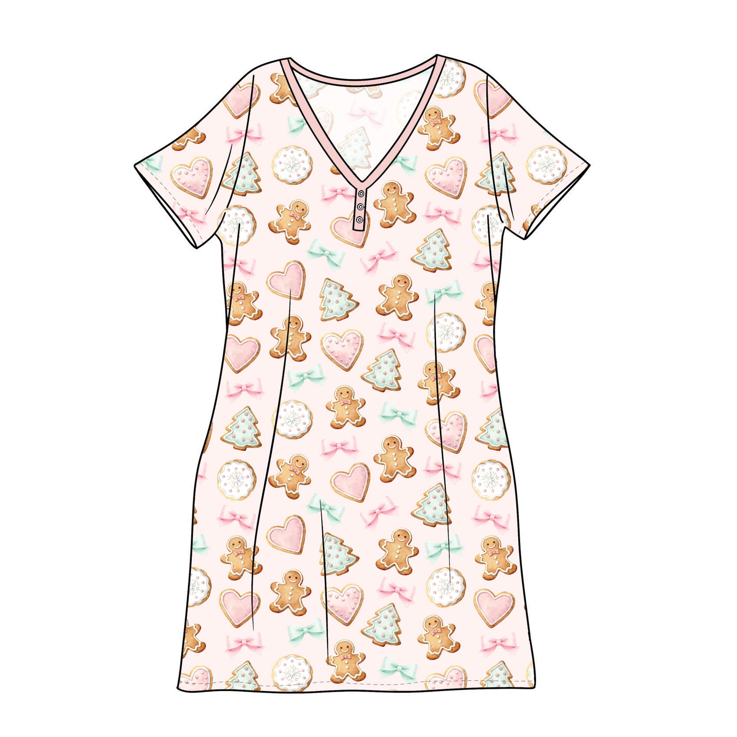 Nov Pre-Order Bamboo Adult Sleep Gown - Pastel Gingerbread