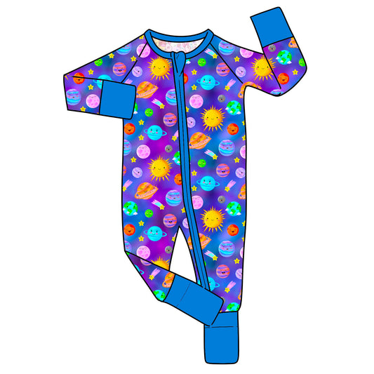 $20 RTS Bamboo Convertible Zip Romper - PURPLE Out of this world