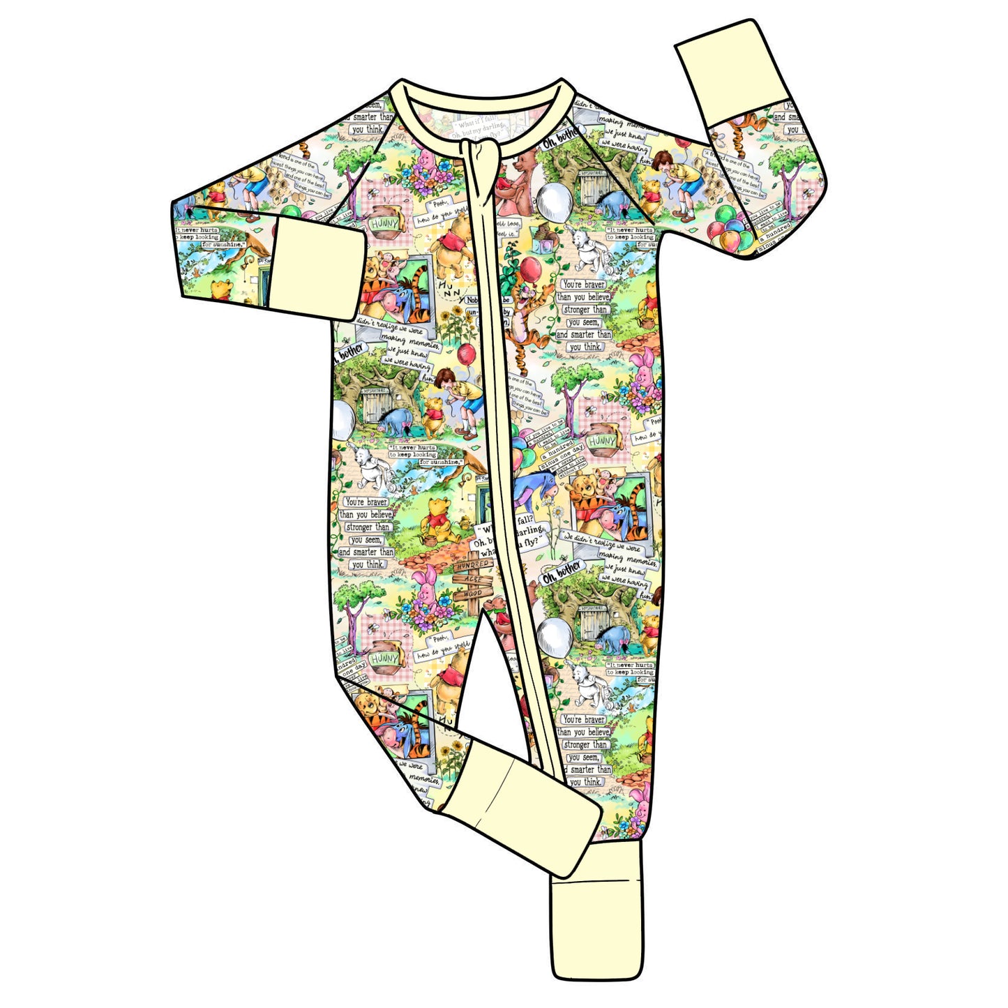 RTS Bamboo Convertible Zip Romper - Beary Classic