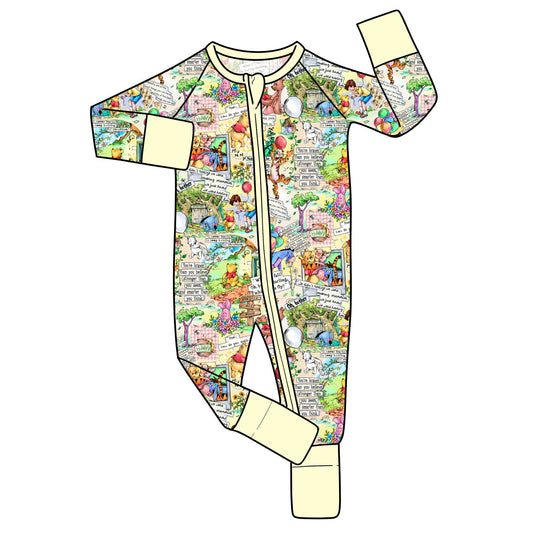 RTS Bamboo Convertible Zip Romper - Beary Classic