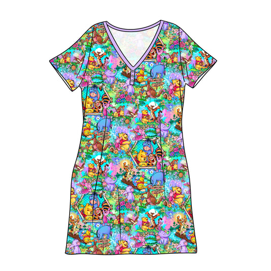 RTS Bamboo Adult Sleep Gown - Hundred Acre Wood
