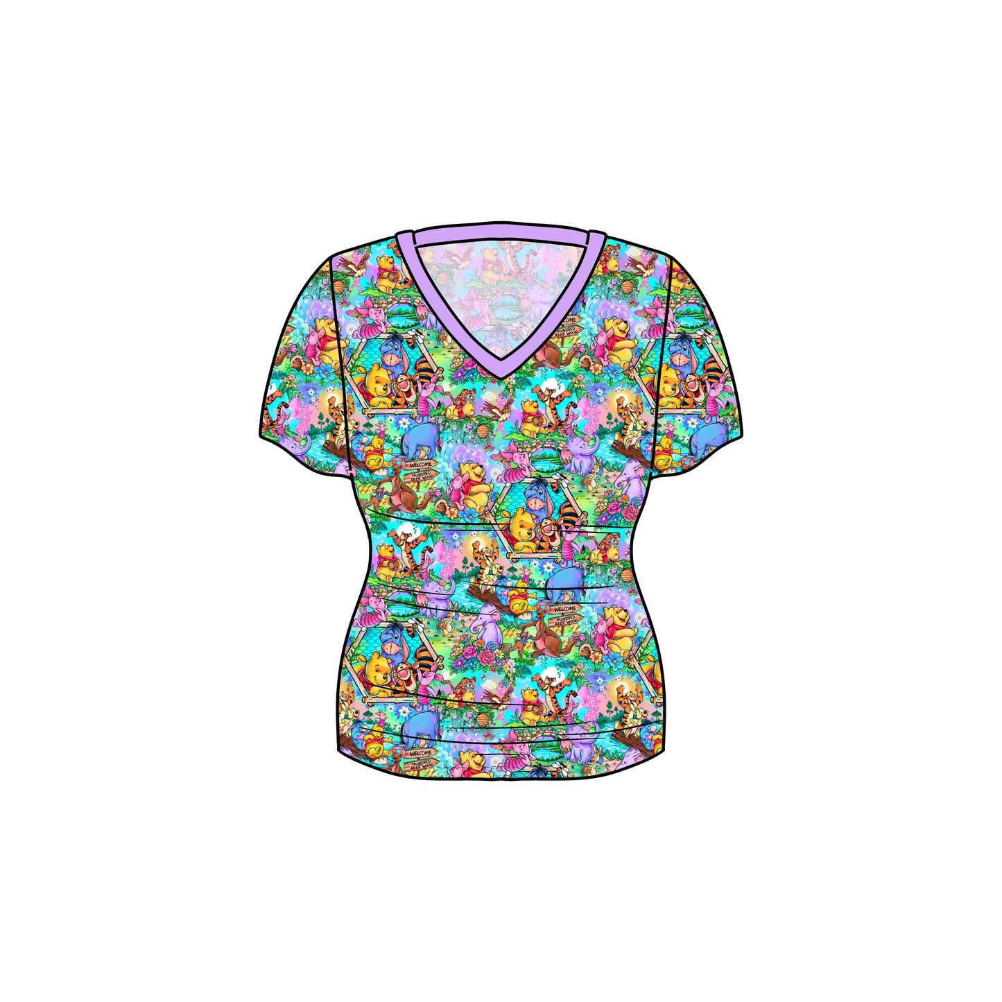 RTS Bamboo Adult V-Neck Tee - Hundred Acre Wood