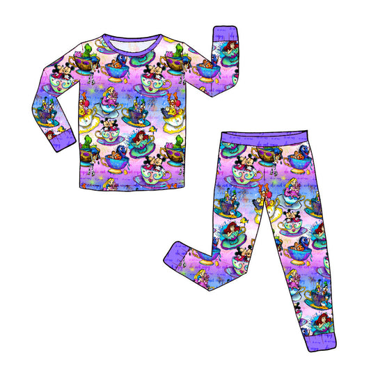 June Pre-Order Bamboo Long Sleeve and Pants Pajama Set - Purple Teacups