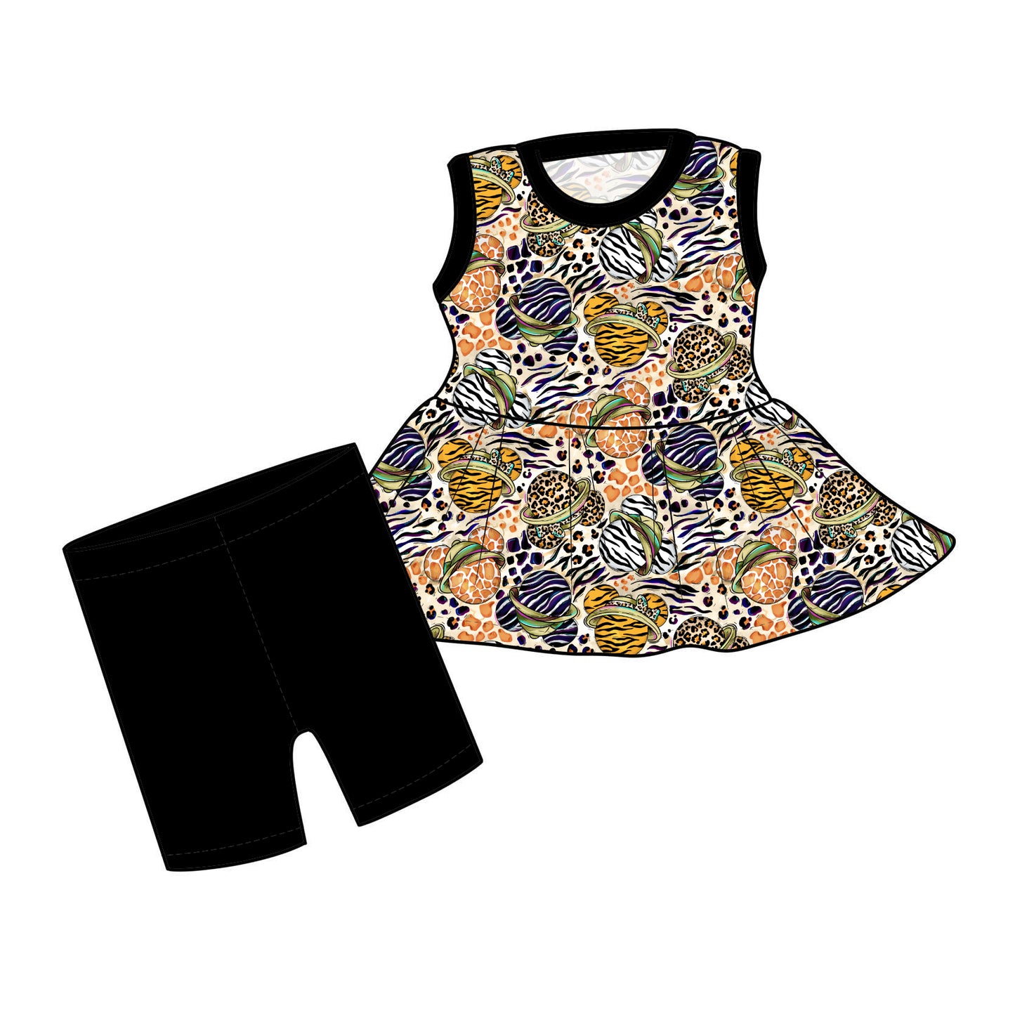 RTS Peplum and Shorts - Safari Heads