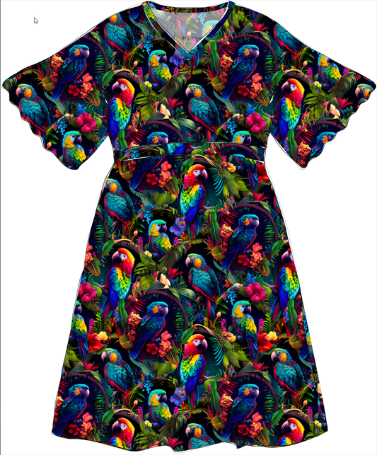 June Pre-Order Women's flutter dress - Birds