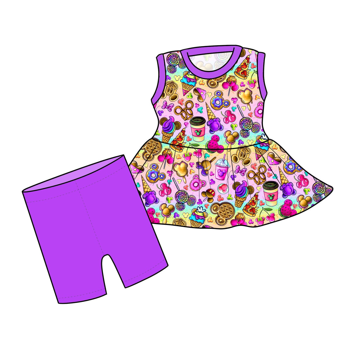 May Pre-Order Sleeveless Peplum and Shorts - Snacks