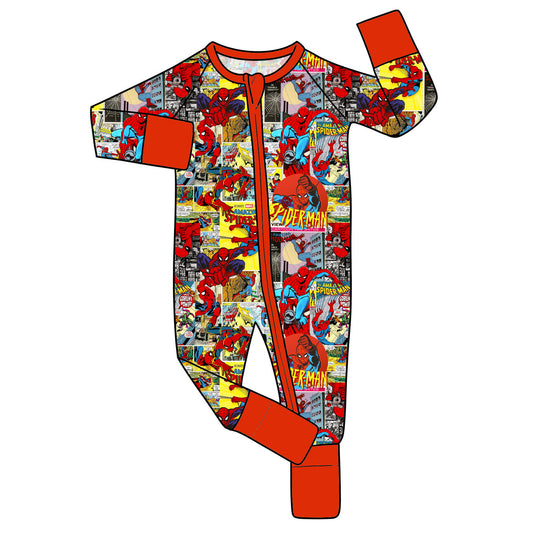 May Pre-Order Bamboo Convertible Zip Romper - Spidey Comic