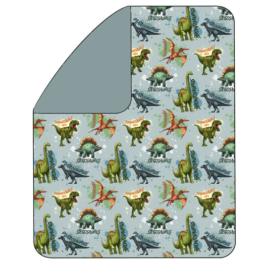 July Pre-Order Double Layer Quilted Bamboo Blanket - Splatter Dinos