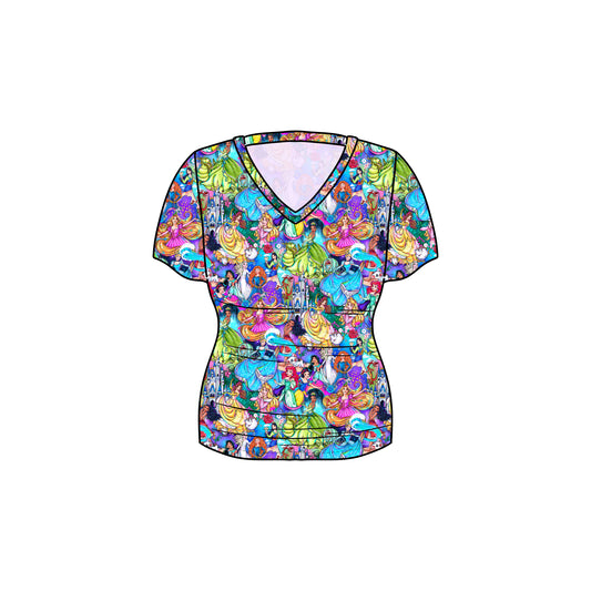 RTS Bamboo Adult V-Neck Tee - Storybook Princess Rerun
