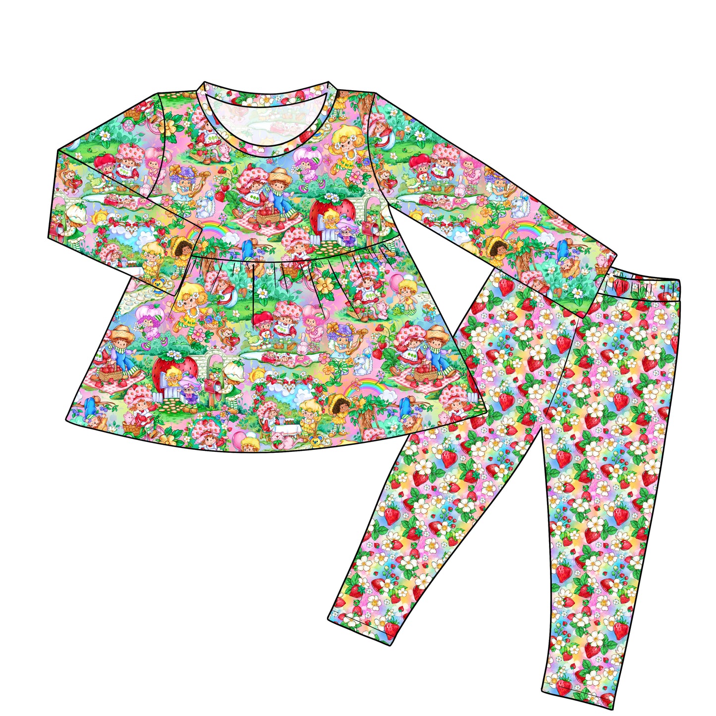 RTS Peplum and Leggings - Strawberry Surprise