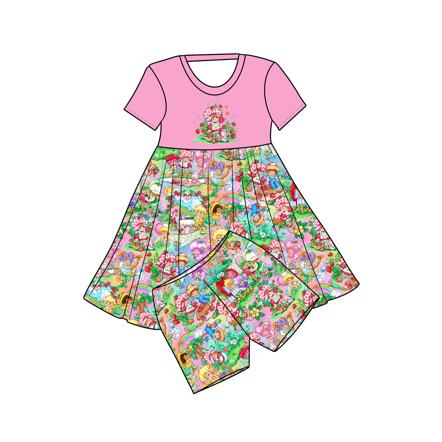 RTS Bamboo Graphic Twirl with Shorts - Strawberry Surprise