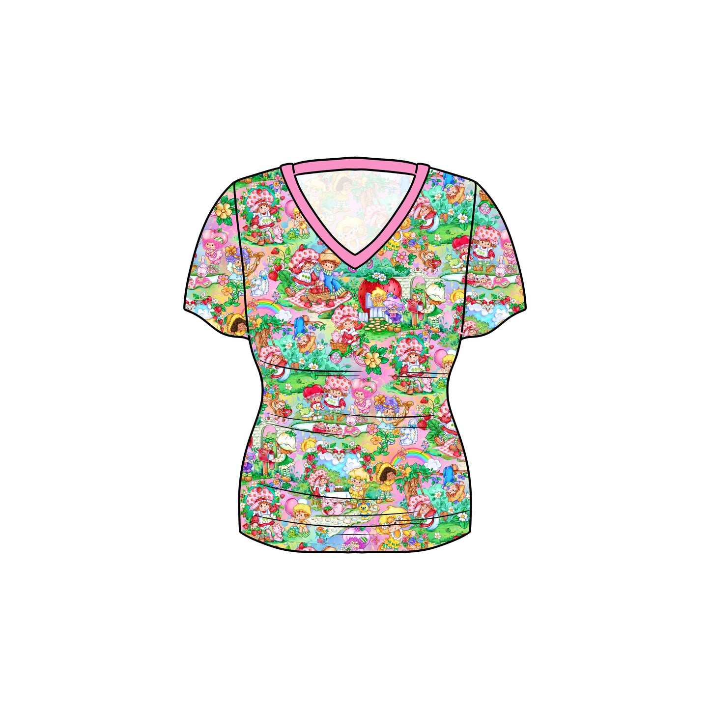 RTS Bamboo Adult V-Neck Tee - Strawberry Surprise