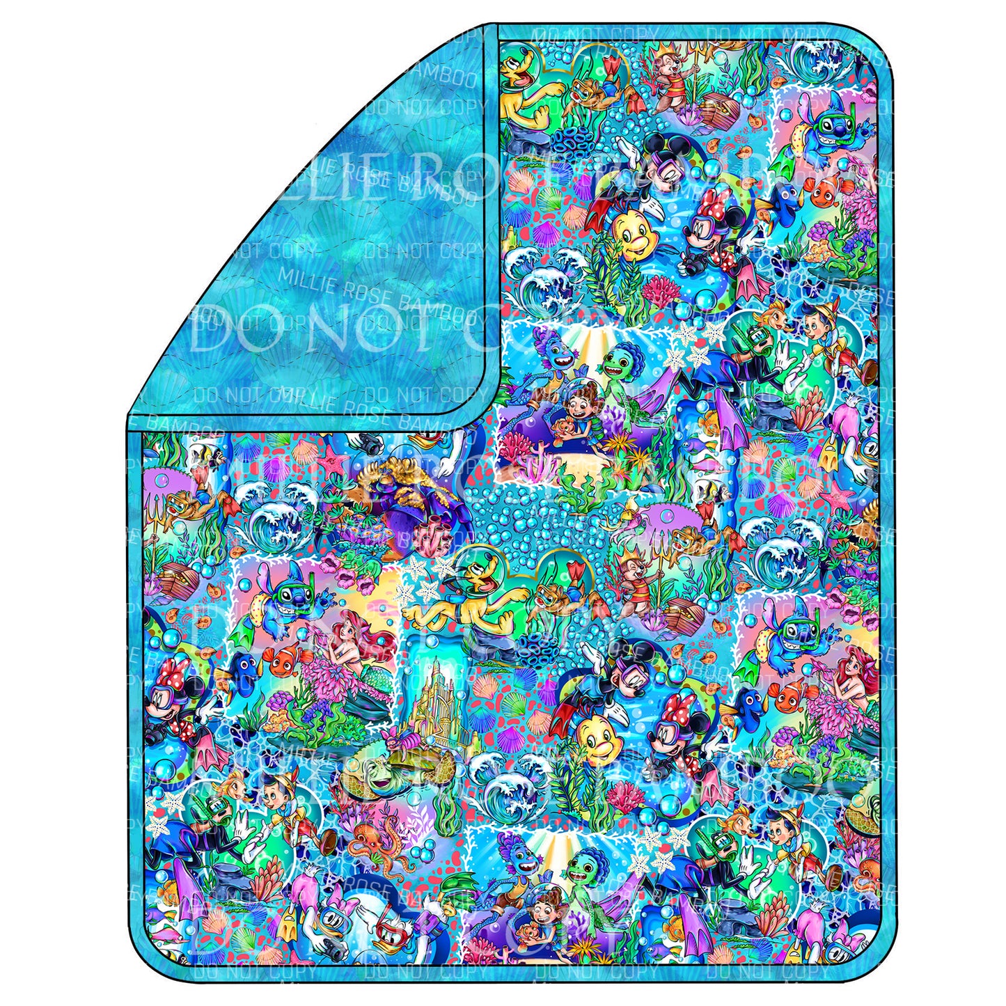 JAN Pre-Order Triple Layer Quilted Bamboo Blanket - Ocean Buddies