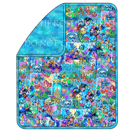 JAN Pre-Order Triple Layer Quilted Bamboo Blanket - Ocean Buddies