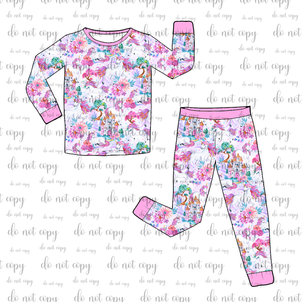 RTS Long Sleeve and Pants Pajama Set - Mystical Blooms
