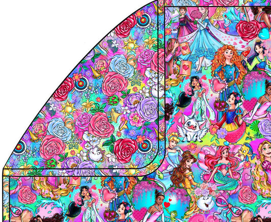 Feb Pre-Order Triple Layer Quilted Bamboo Blanket - Valentines Princesses