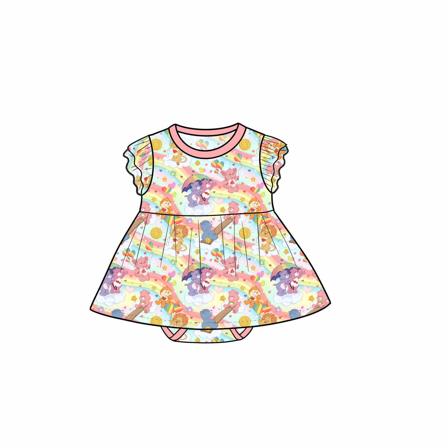 July Pre-order Flutter Sleeve Bodysuit Twirl - Vintage Bears