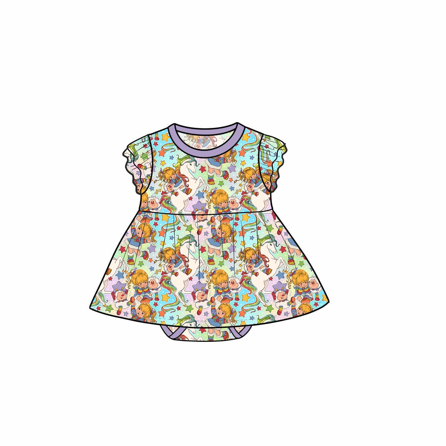 July Pre-order Flutter Sleeve Bodysuit Twirl - Vintage Rainbow